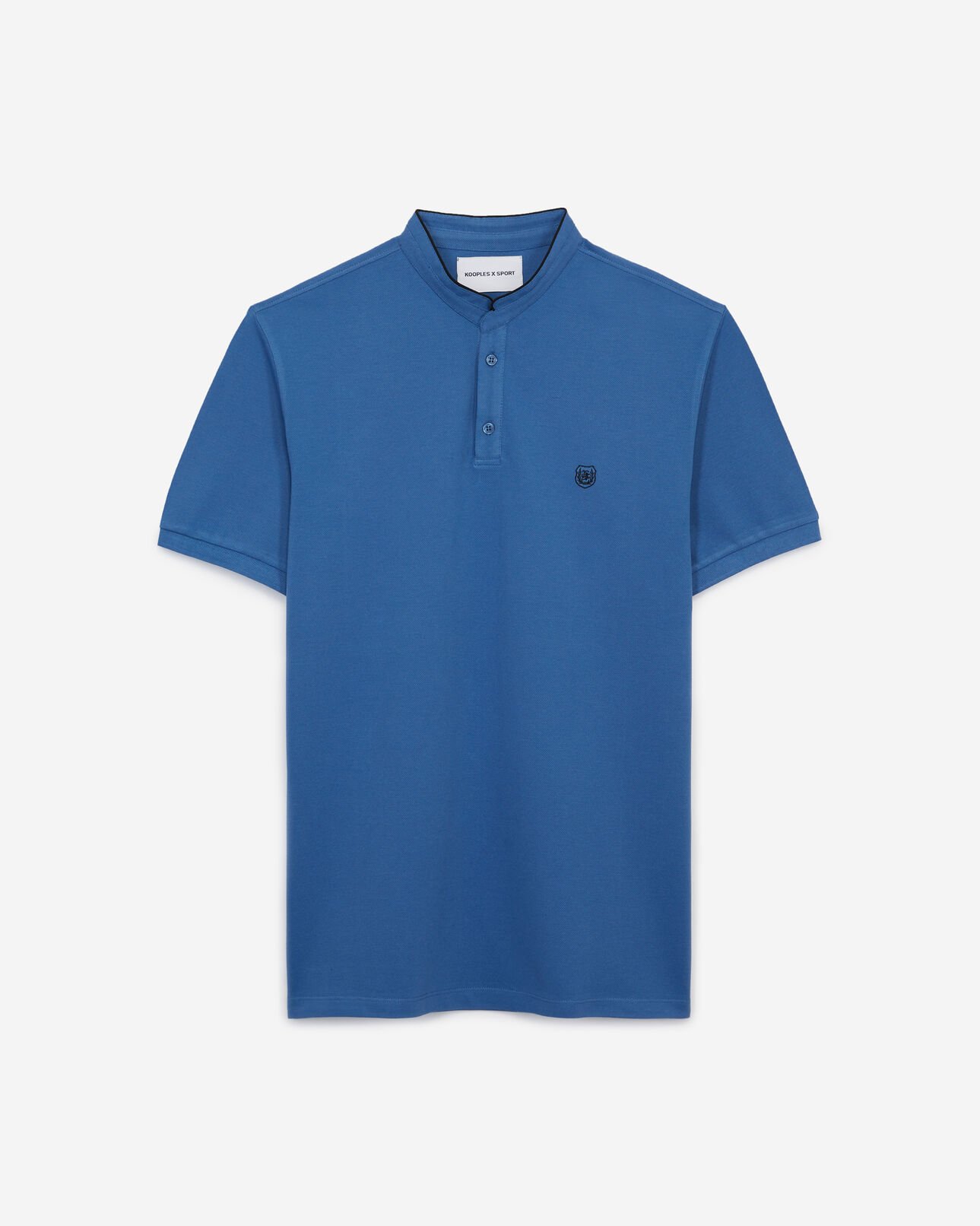 The Kooples HOMME AZUR / BLACK NAVY polo bleu clair col officier slim