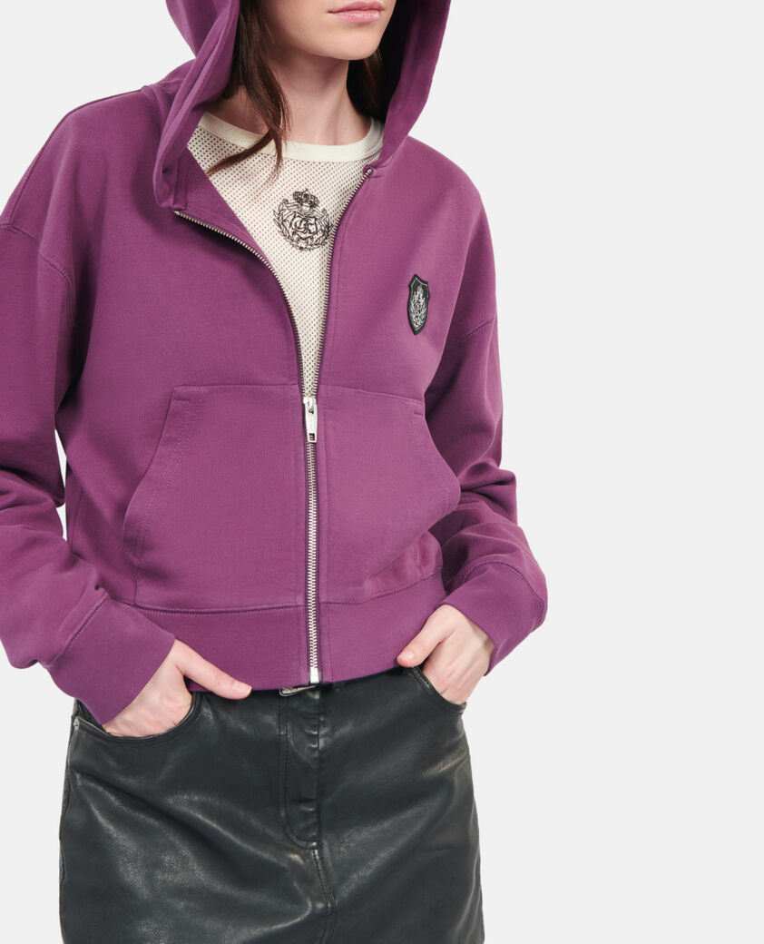 The Kooples FEMME PRUNE sweatshirt à capuche blason violet
