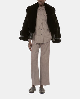 The Kooples WOMEN BEIGE-BROWN long checked shirt