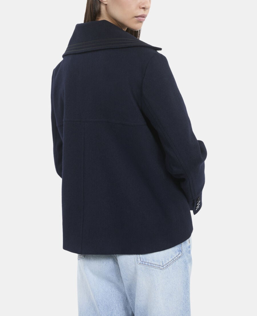 The Kooples FEMME DARK NAVY caban court bleu marine