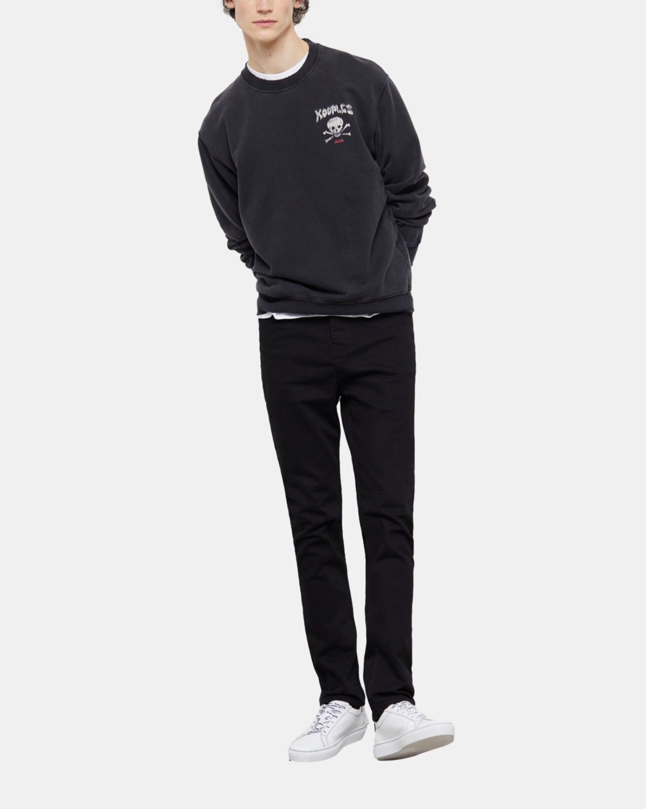 The Kooples HOMBRE BLACK WASHED sudadera serigrafiada negra