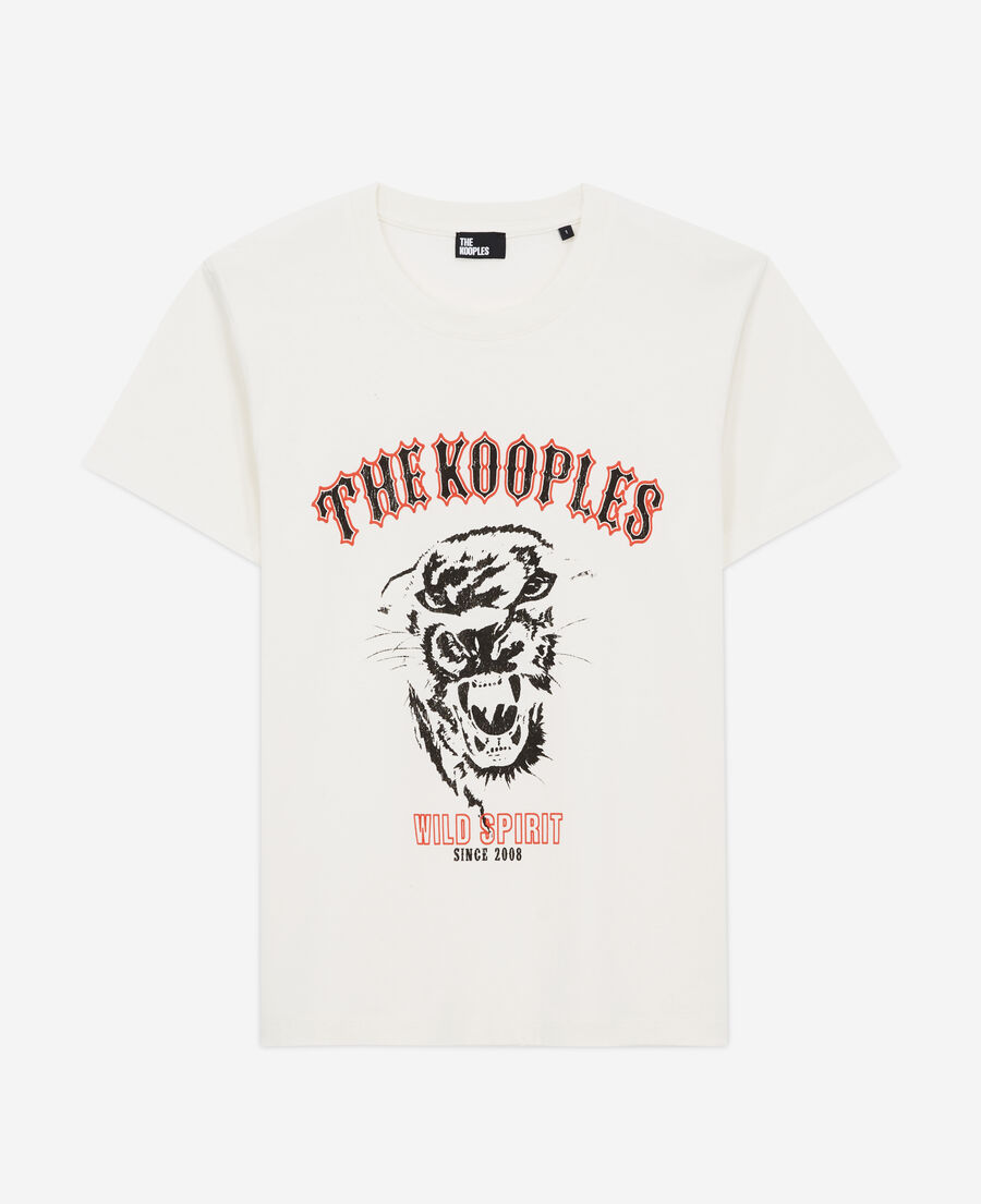 women's wild panther screen print ecru t-shirt