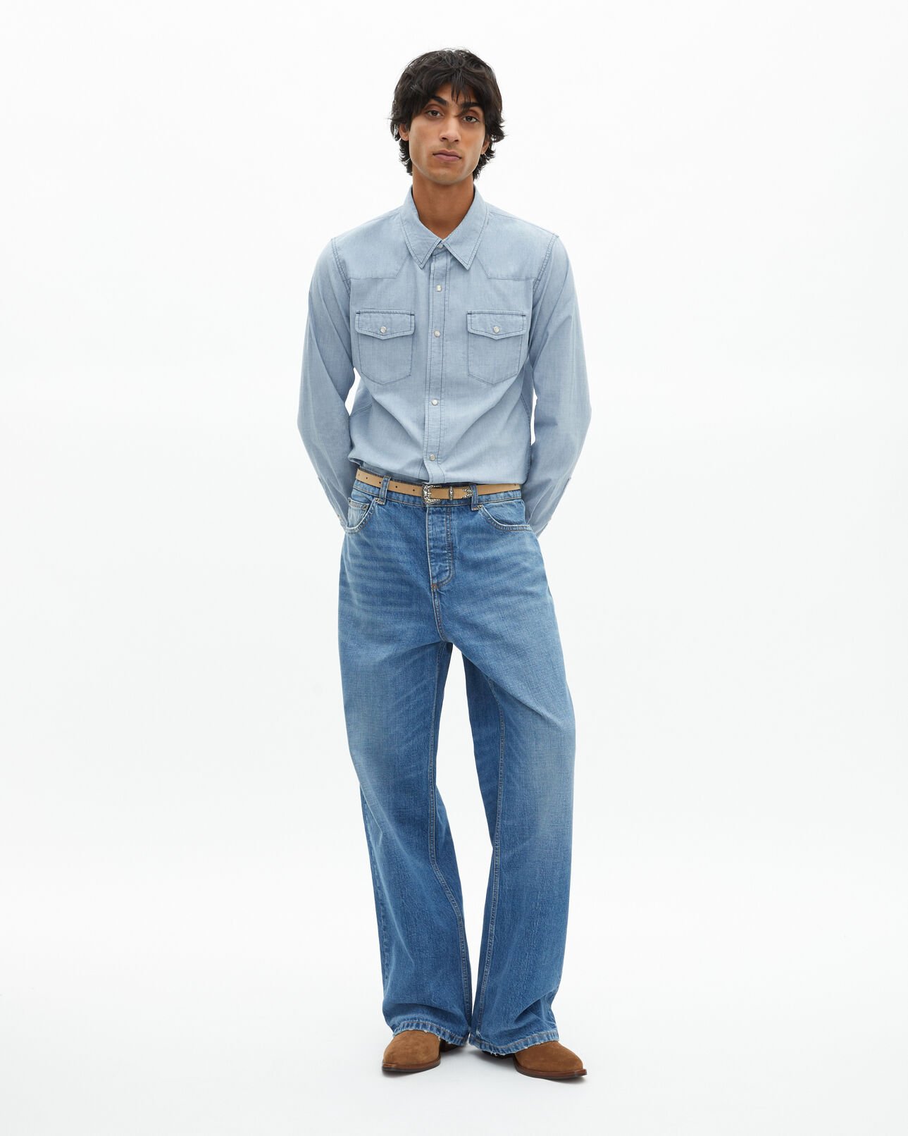 The Kooples H BABY BLUE light blue denim shirt