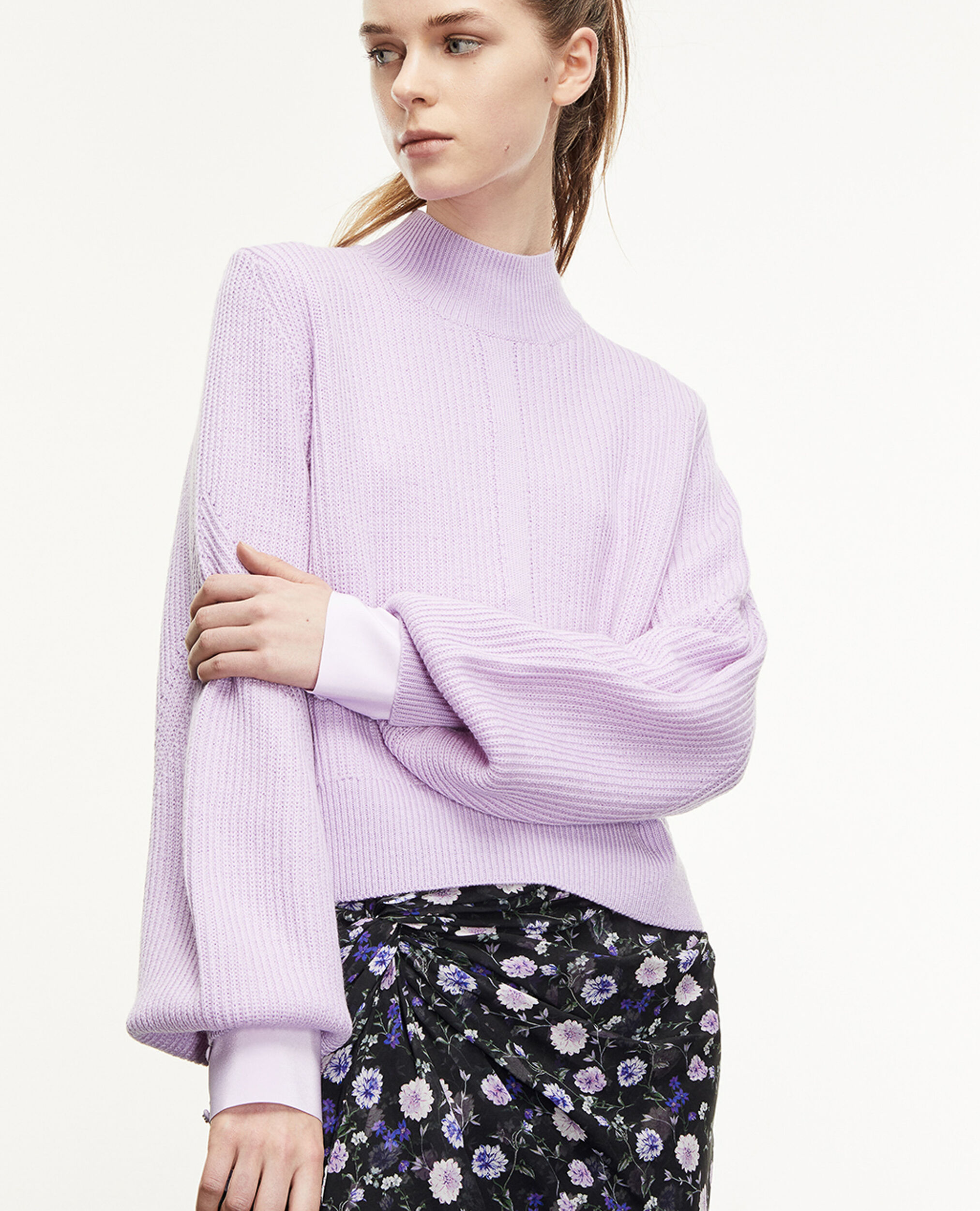 Pull lilas avec col montant, PURPLE, hi-res image number null