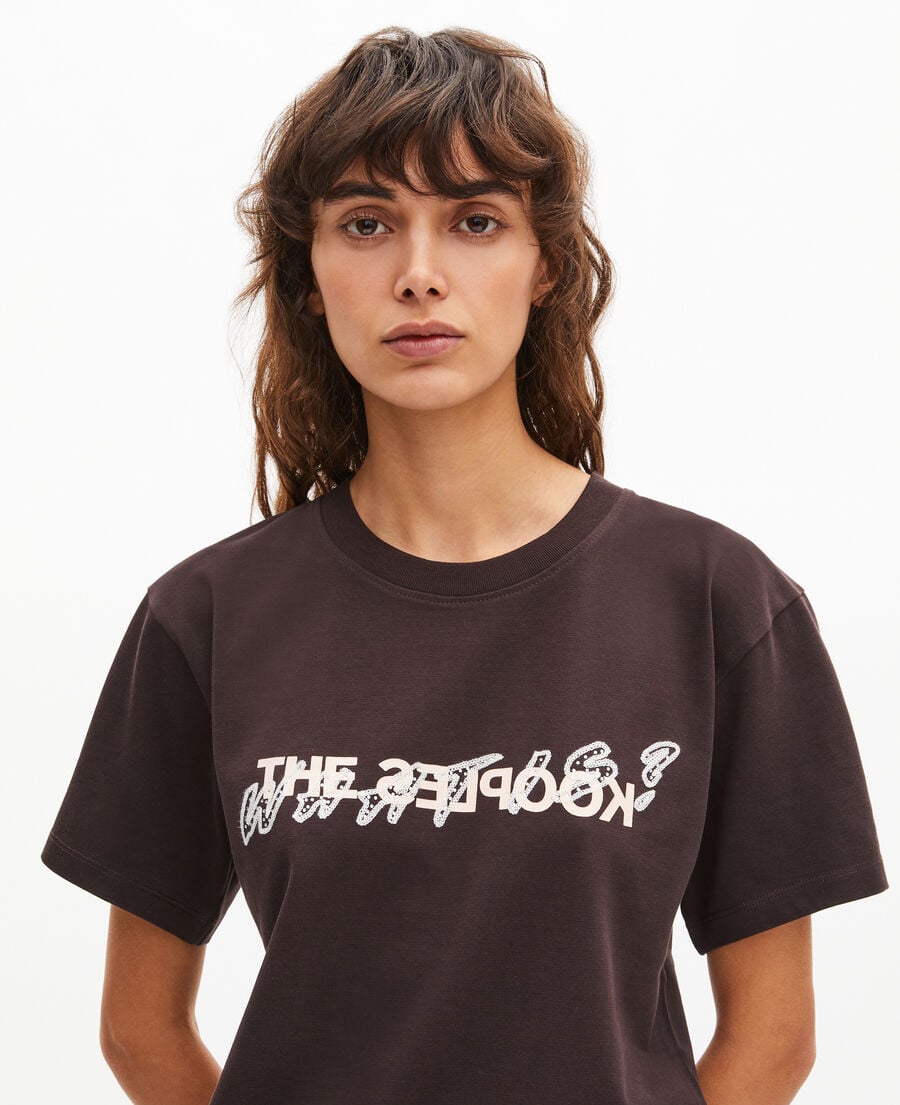 The Kooples FEMME CAFE t-shirt what is avec strass marron