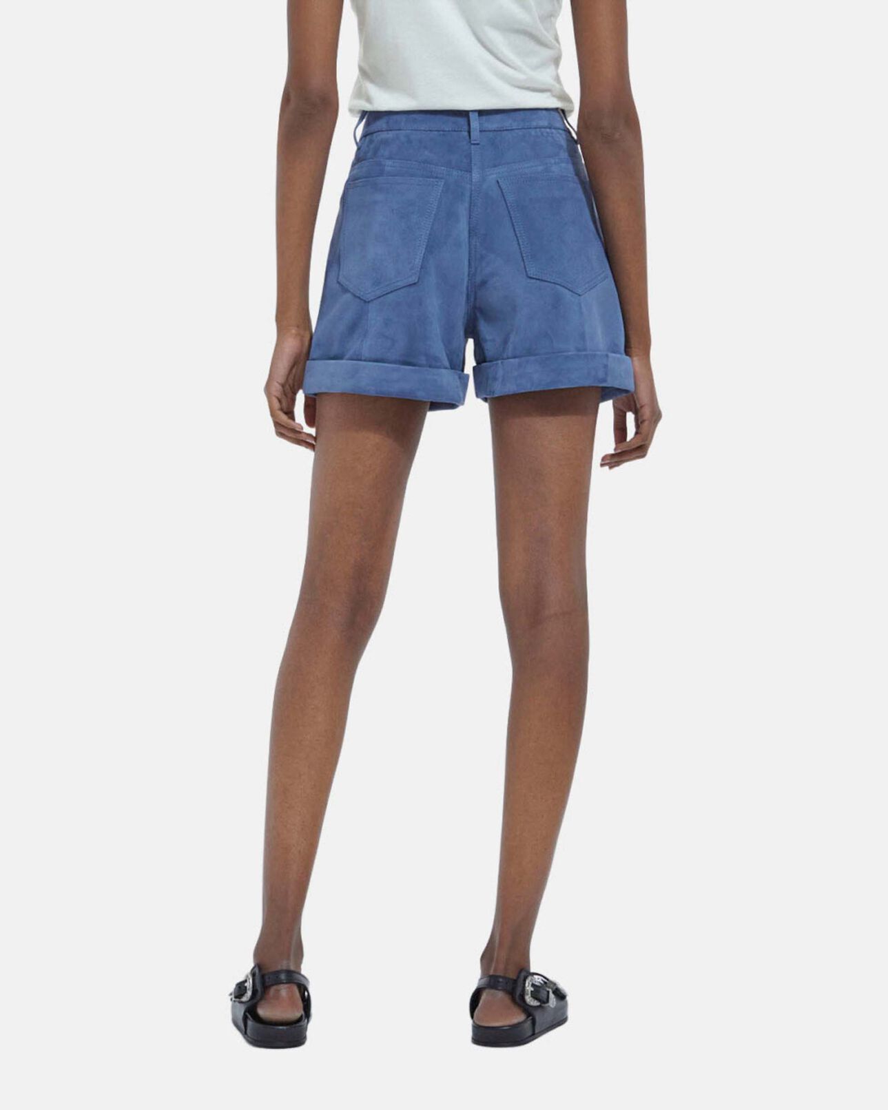 The Kooples MUJER BLUE short recto de piel