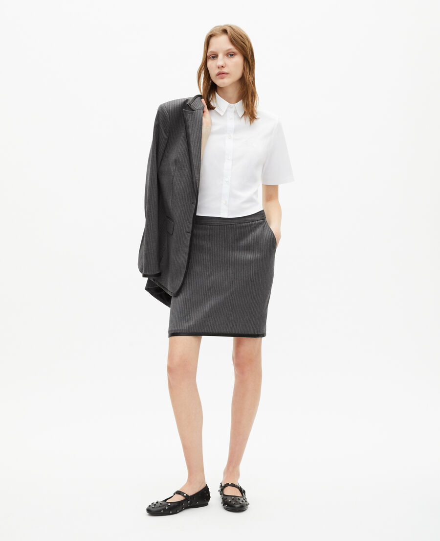 The Kooples F DARK GREY short gray striped skirt