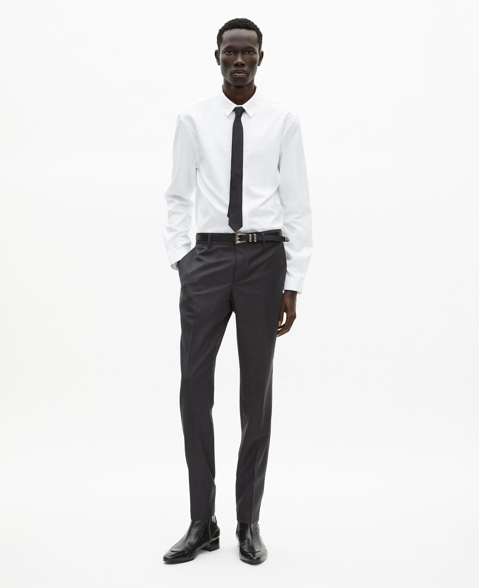 The Kooples MEN GREY gray wool suit pants slim fit