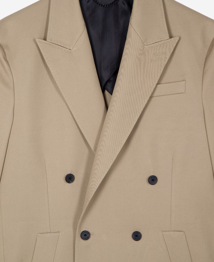 The Kooples HOMBRE SAND chaqueta larga de doble botonadura beige