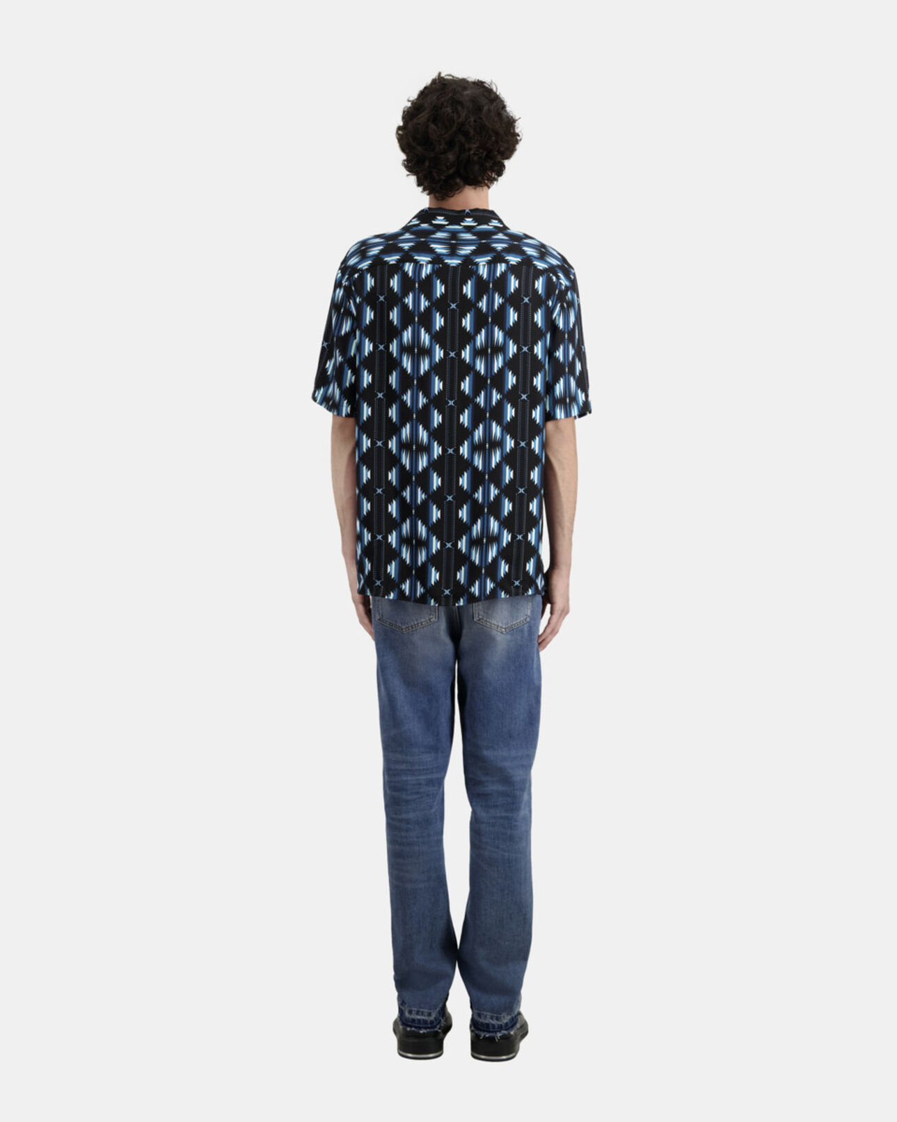 The Kooples HERREN BLACK / GREEN kurzärmeliges hemd mit print