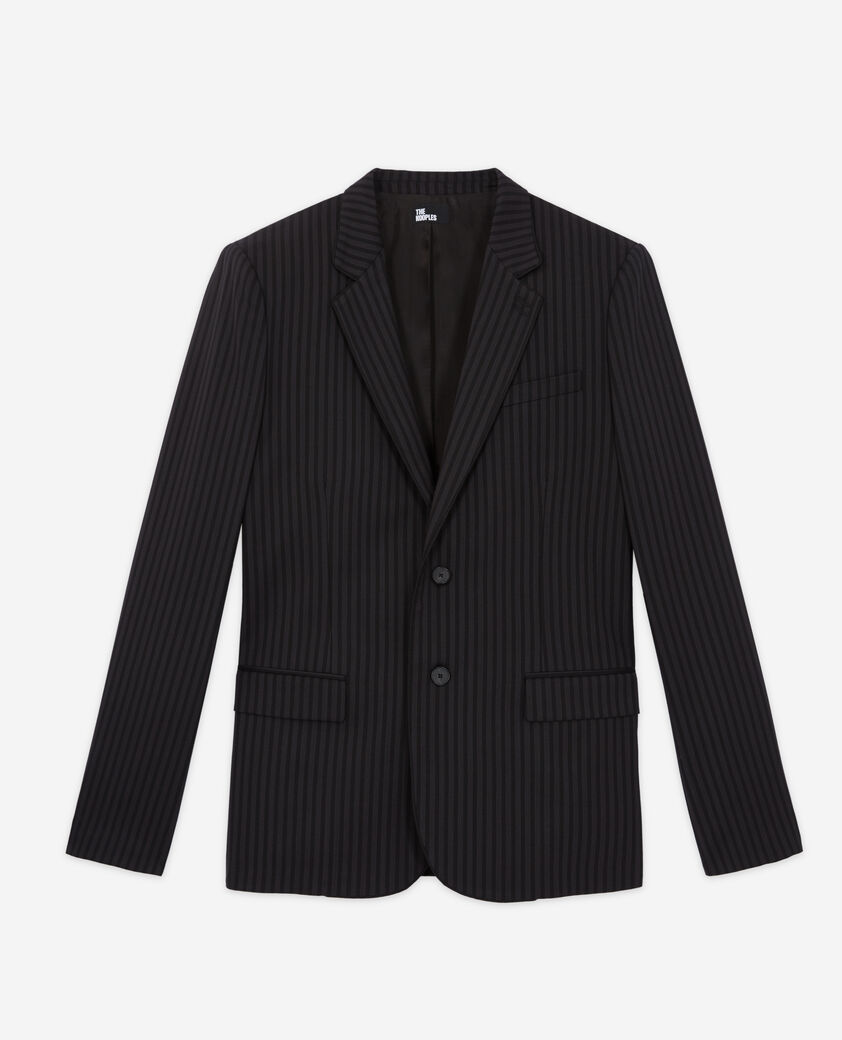 The Kooples MEN BLACK GREY striped wool suit jacket