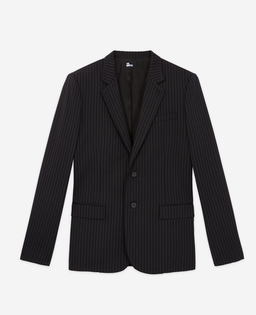 The Kooples MEN BLACK GREY striped wool suit jacket