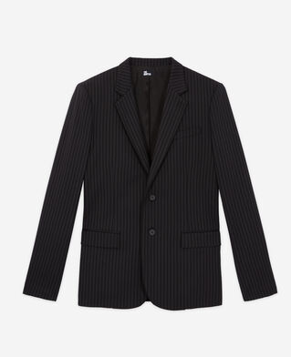 The Kooples MEN BLACK GREY striped wool suit jacket