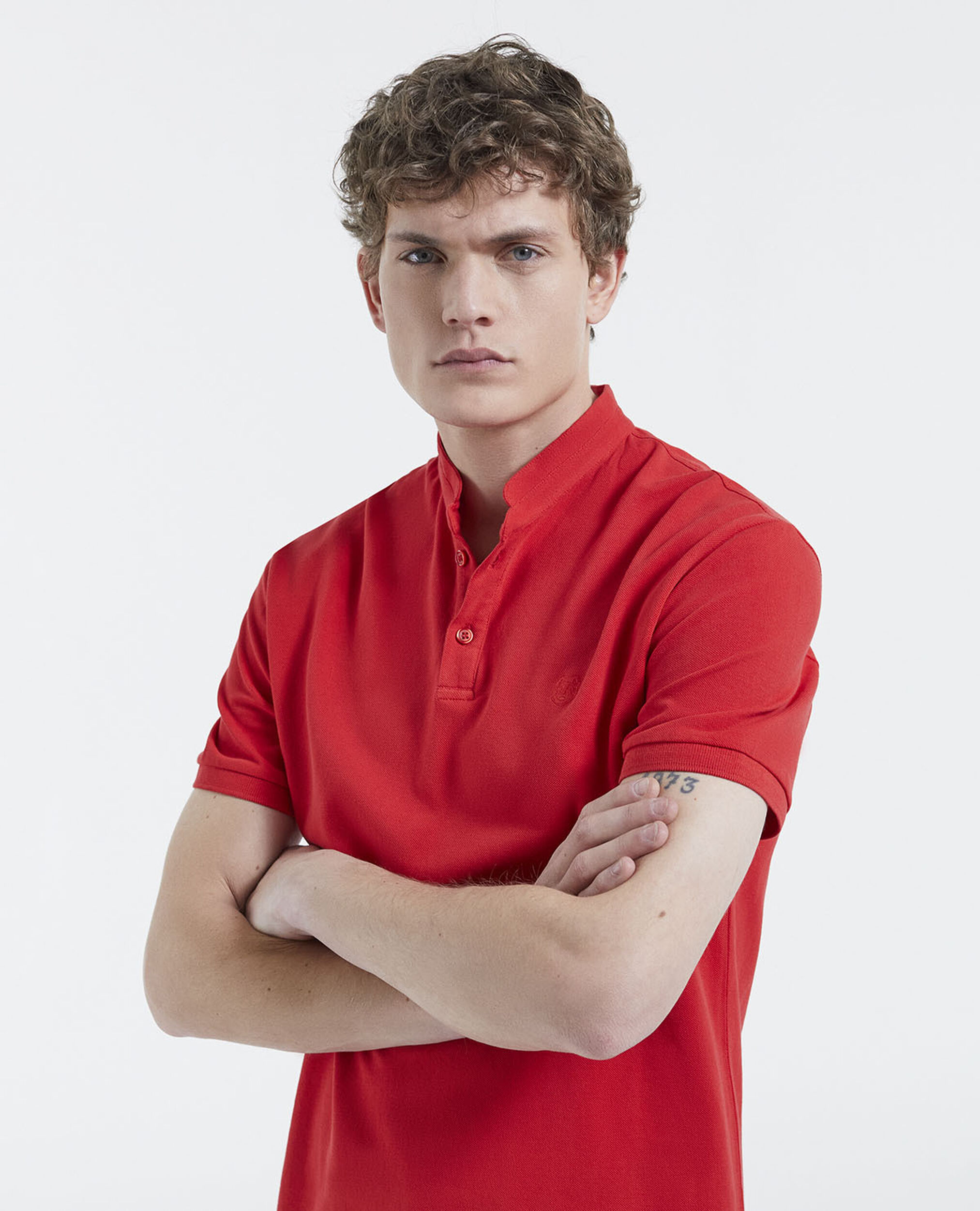 Camisa polo clásica cuello Mao, RED, hi-res image number null