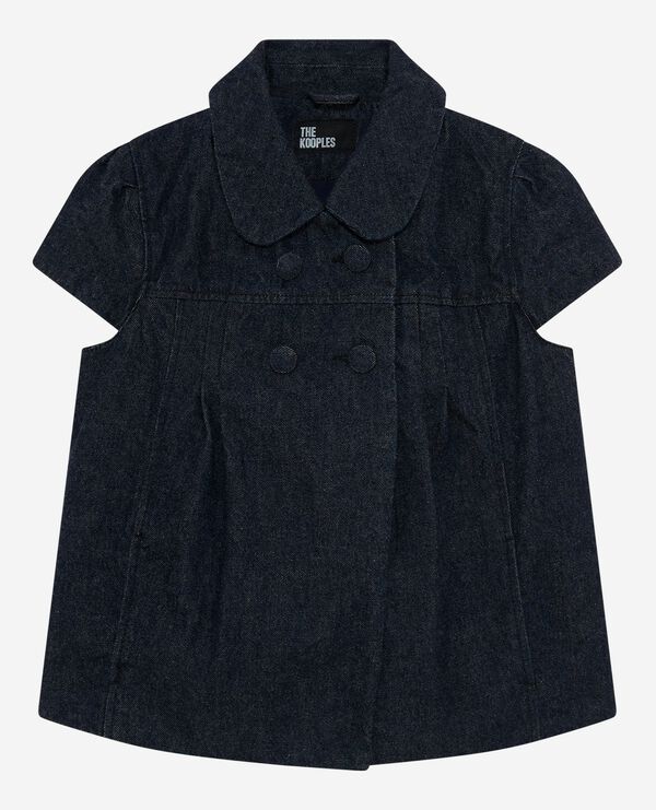 The Kooples FEMME BLUE ELECTRIC blouson manches courtes en denim bleu foncé