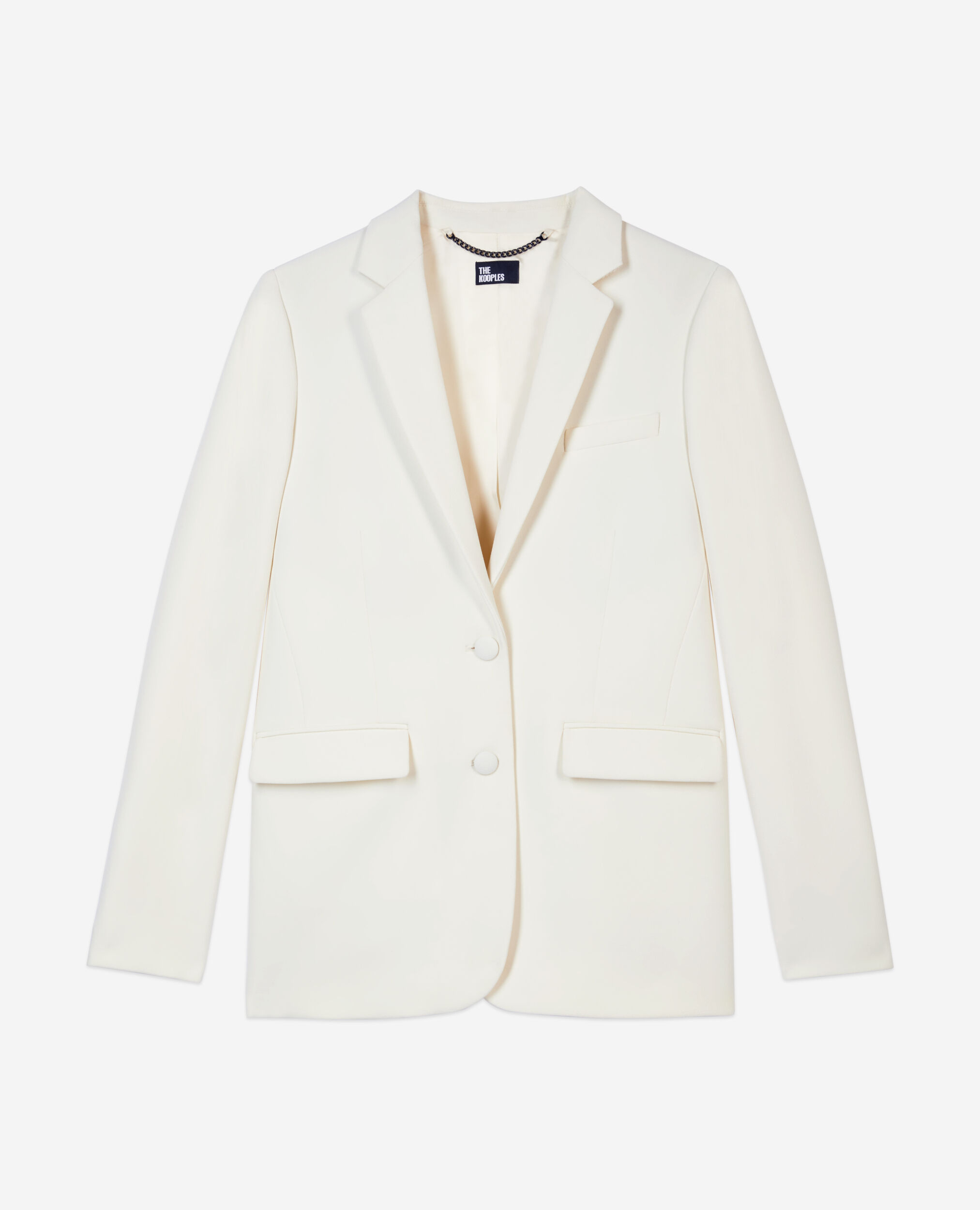 Ecru crepe suit jacket straight cut, ECRU, hi-res image number null