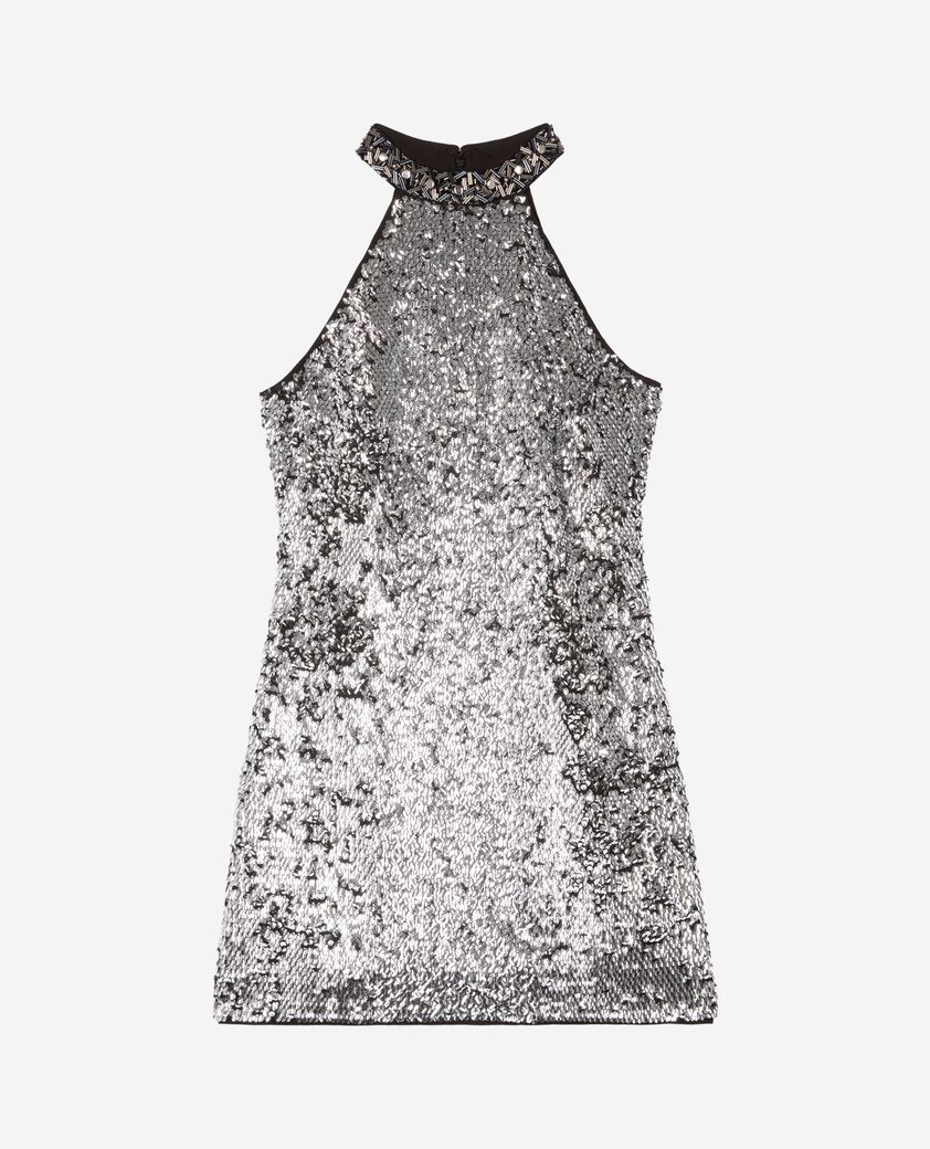 The Kooples WOMEN SILVER short dress in silver sequins