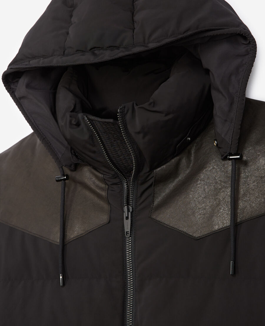 daunenjacke gesteppt schwarz westerndetail