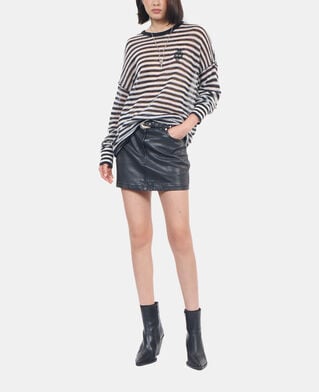 The Kooples WOMEN BLACK / WHITE striped mohair and wool sweater