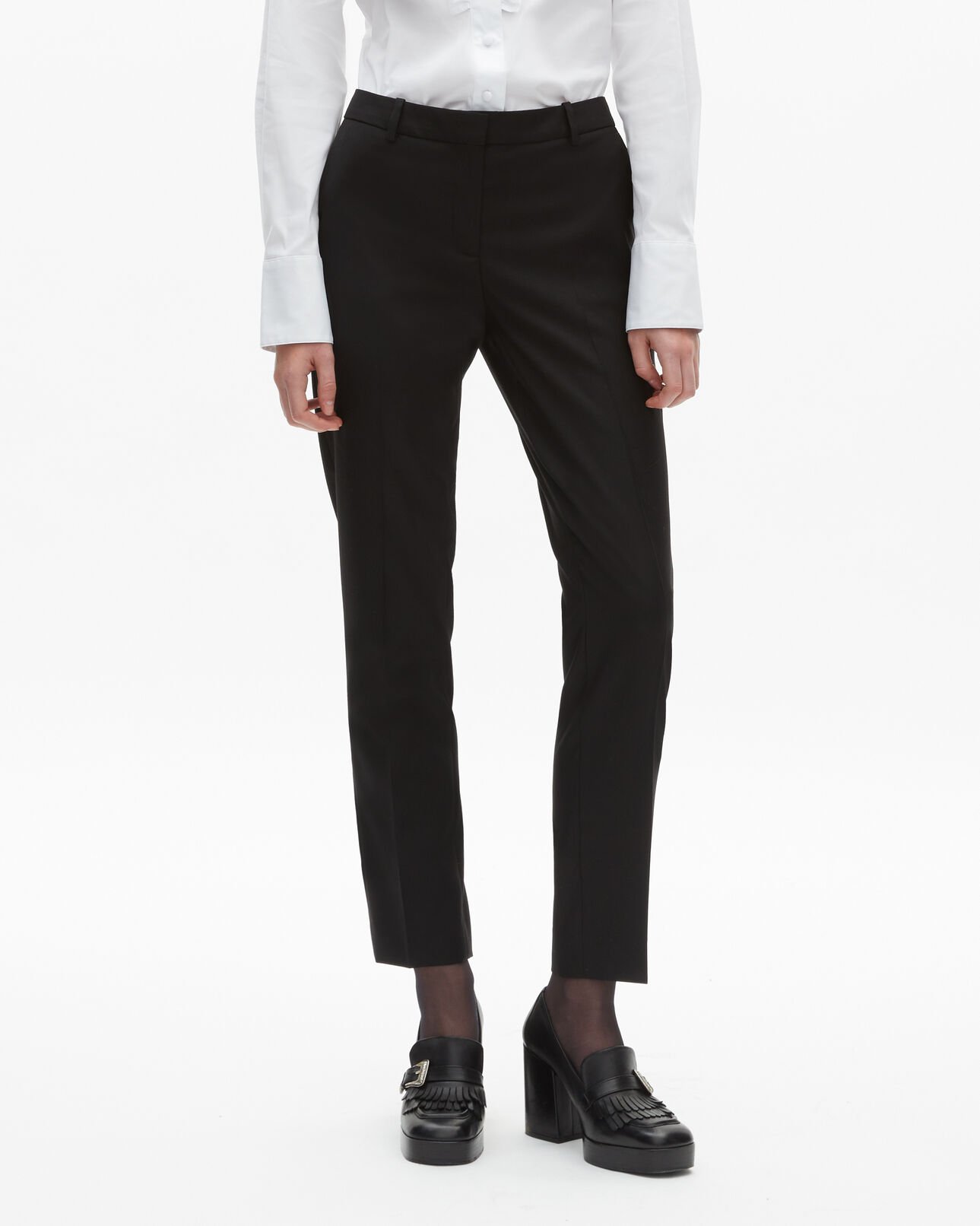 The Kooples DAMEN BLACK schwarze slim-fit-hose aus wolle