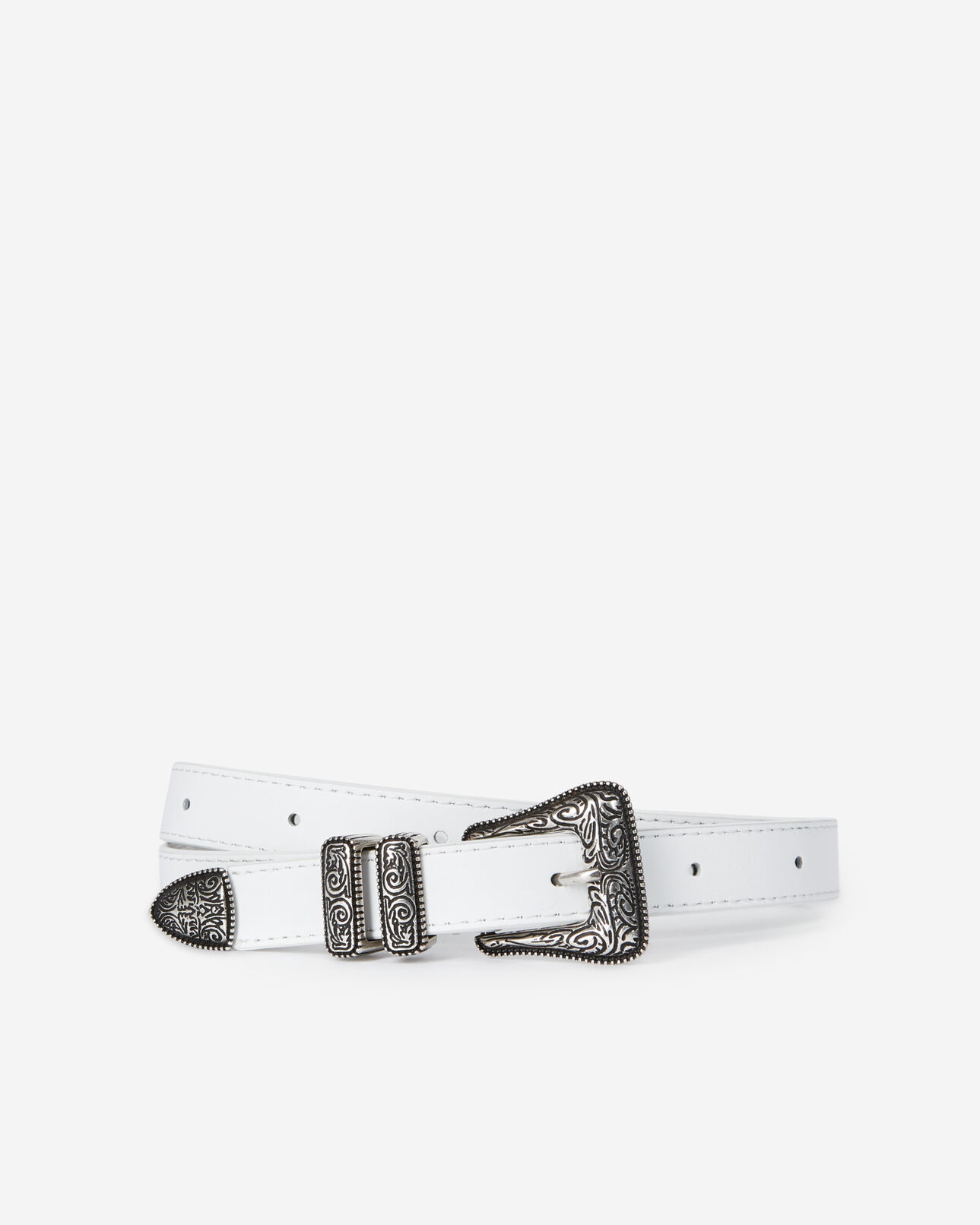 The Kooples MIXED WHITE thin white leather belt