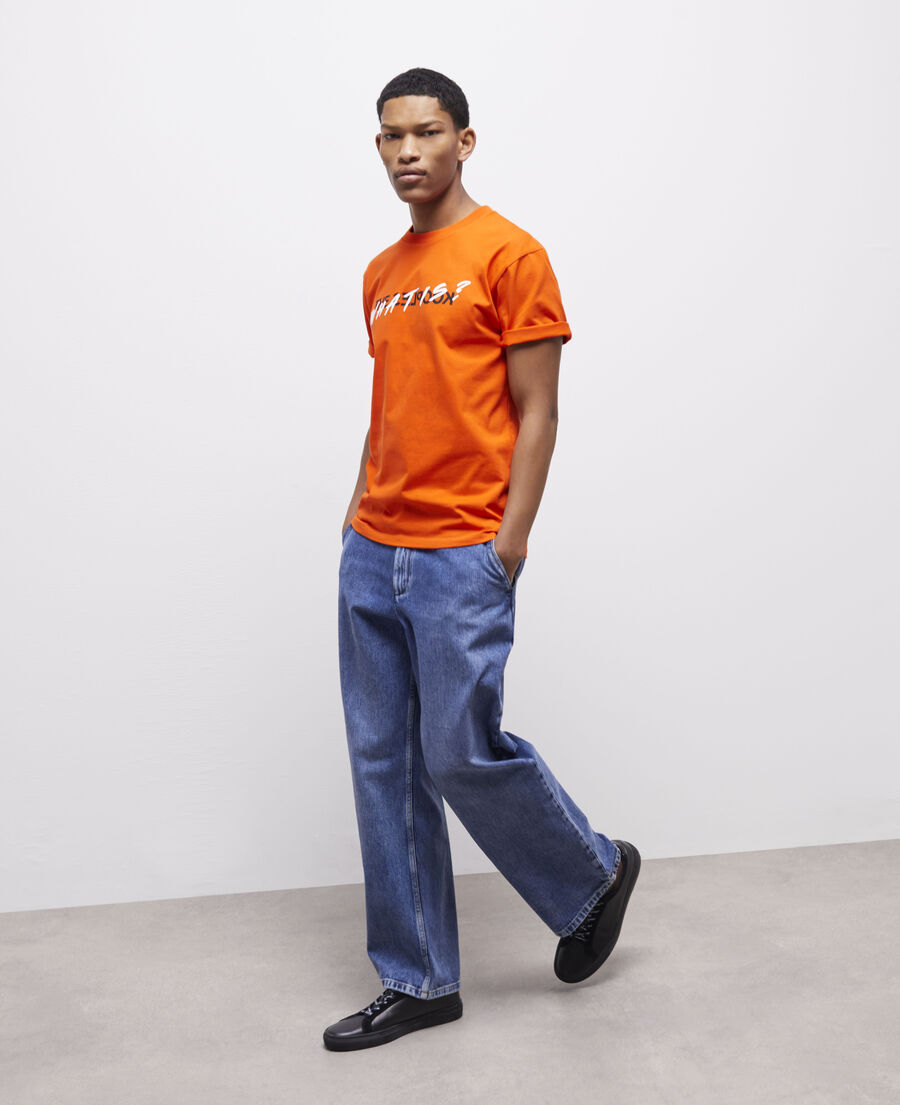 oranges t-shirt herren mit „what is“-schriftzug