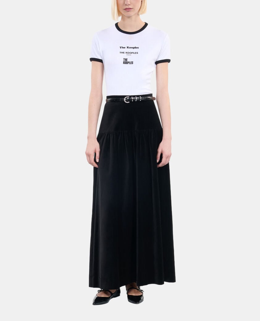 The Kooples DAMEN BLACK langer, schwarzer rock aus samt