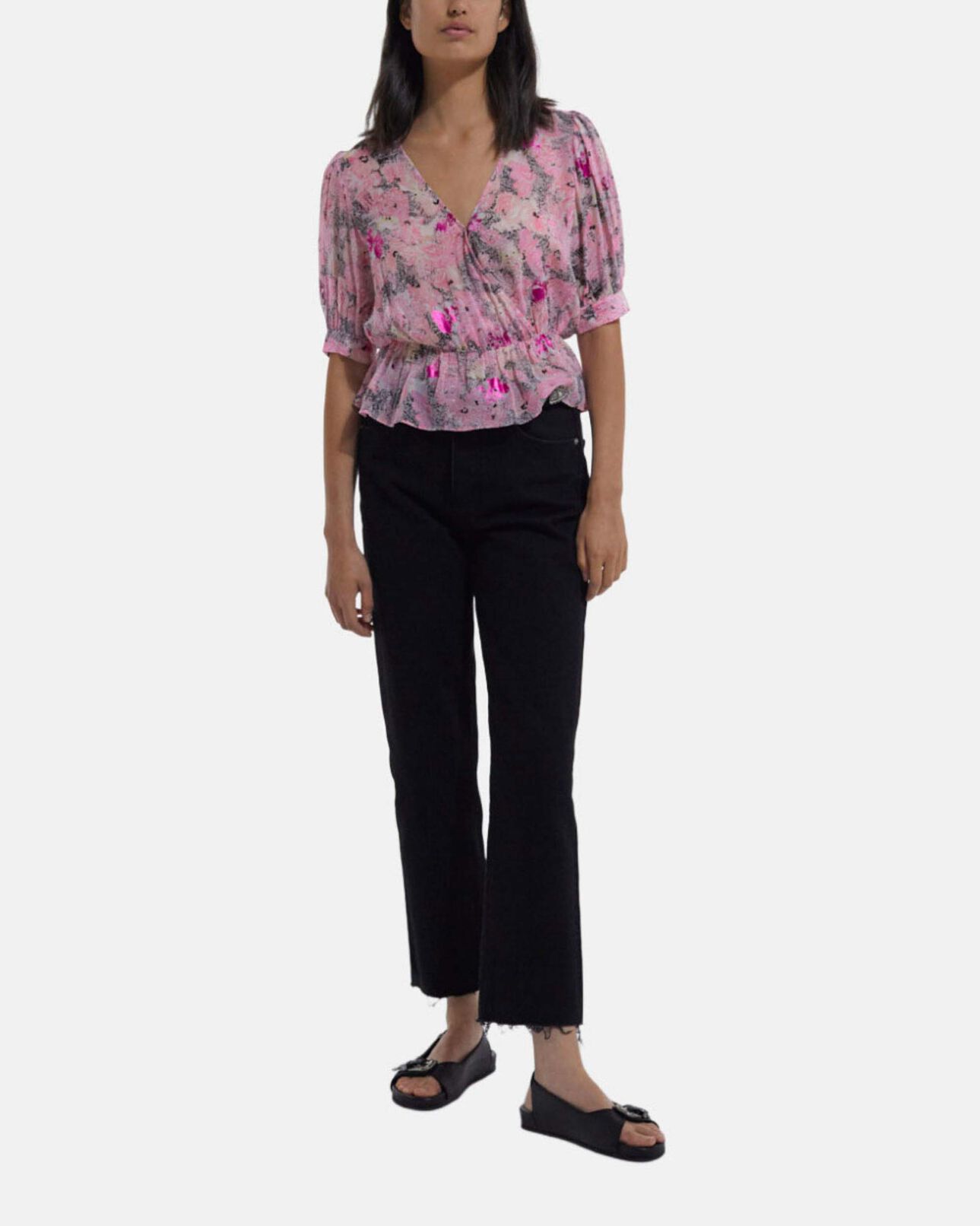 The Kooples FEMME PINK top fleurie