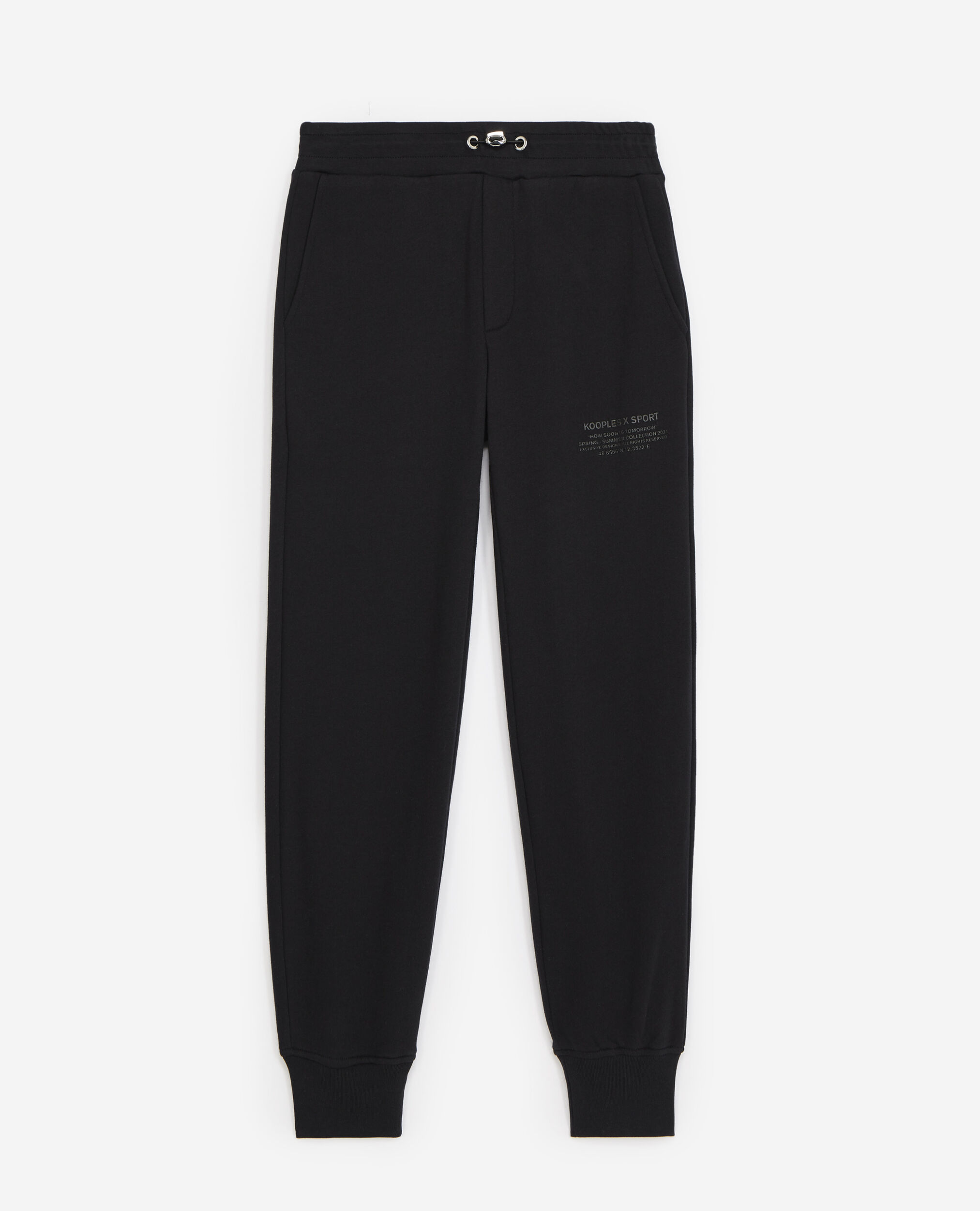 Black joggers with rubber logo, BLACK, hi-res image number null