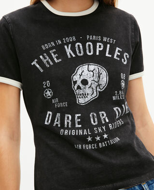 The Kooples WOMEN BLACK WASHED t-shirt with black screen print