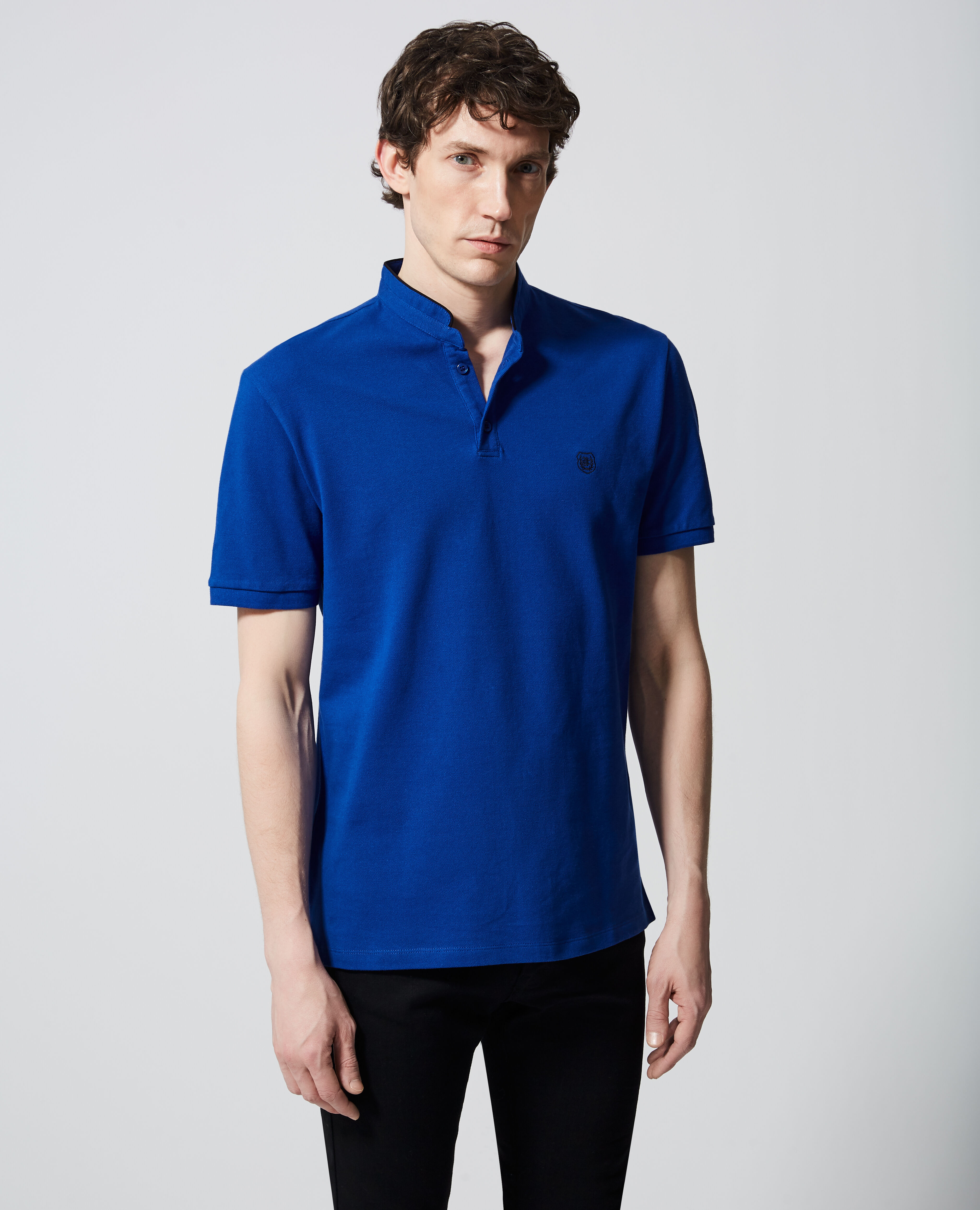 SLIM blue polo with officer collar The Kooples
