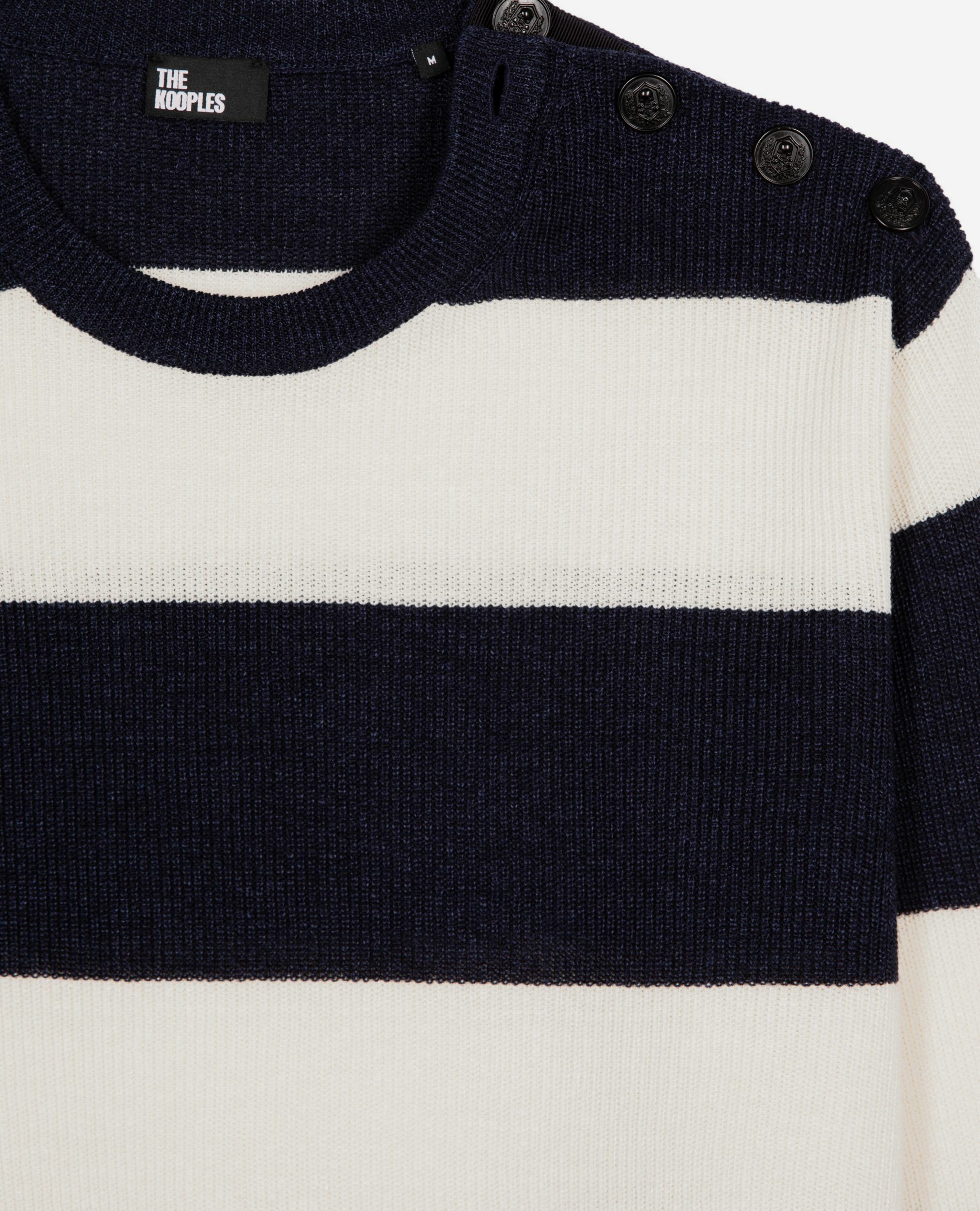 Navy stripe wool and linen sweater, ECRU NAVY, hi-res image number null