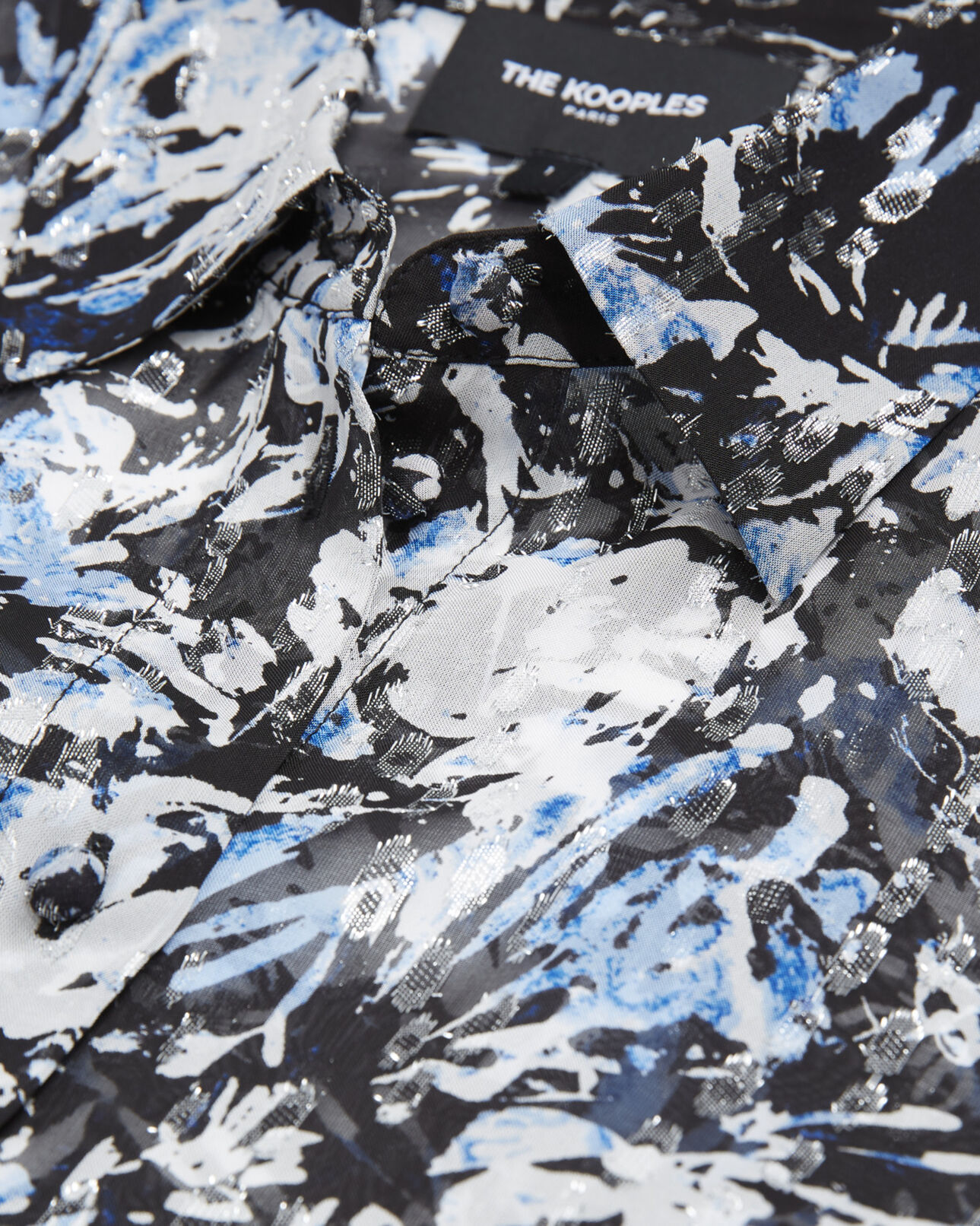 The Kooples FEMME BLUE WHITE chemise bleue et blanche ajustée motifs