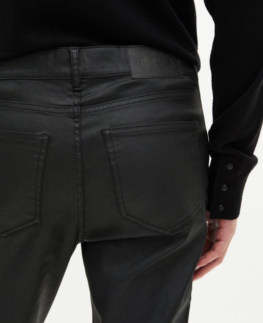 The Kooples MEN BLACK black leather slim-fit pants