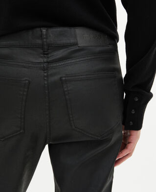 The Kooples MEN BLACK black leather slim-fit pants