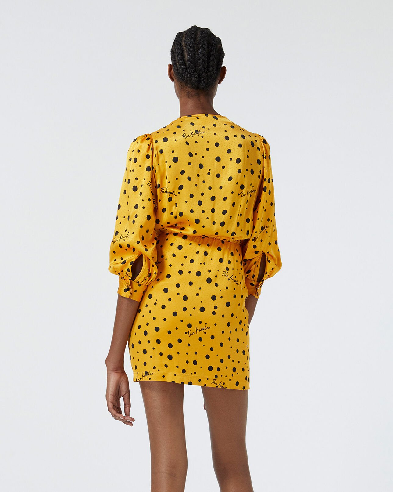 The Kooples FEMME ANTIC GOLD robe portefeuille jaune à pois