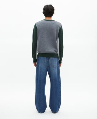 The Kooples HOMME GREY / GREEN pull avec contrastes de couleurs vert foncé