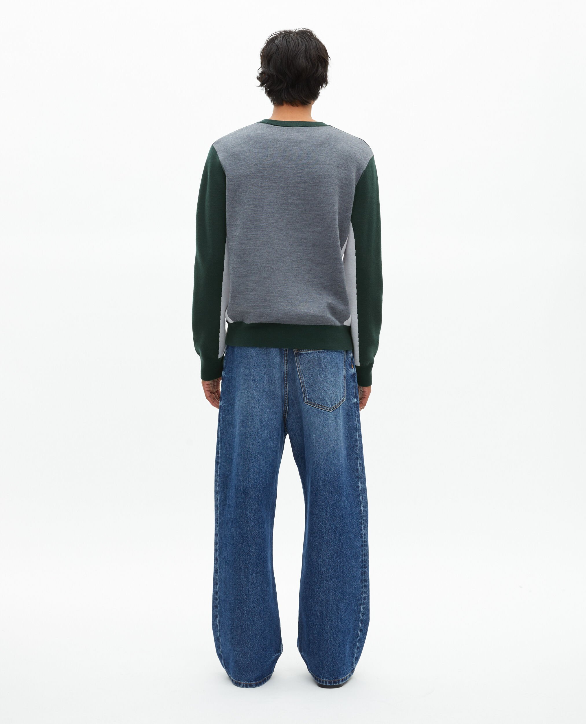 Pull avec contrastes de couleurs vert foncé, GREY / GREEN, hi-res image number null