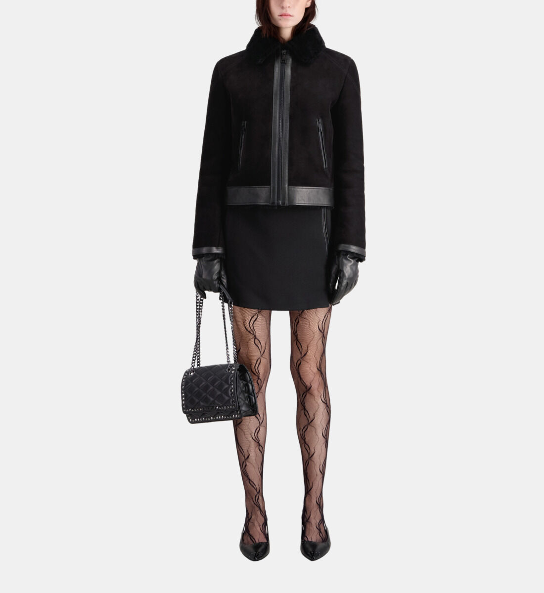 Black shearling bomber jacket The Kooples