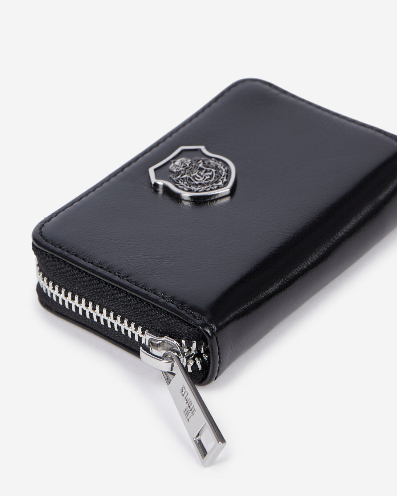 The Kooples MIXTE BLACK porte monnaie blason en cuir noir