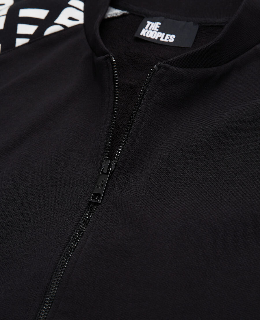 The Kooples HOMME BLACK / WHITE veste de survêtement noire tape logo