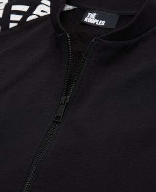 The Kooples HOMME BLACK / WHITE veste de survêtement noire tape logo