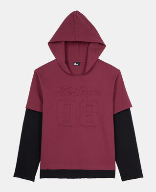 The Kooples HOMBRE BURGUNDY camiseta manga larga capucha burdeos