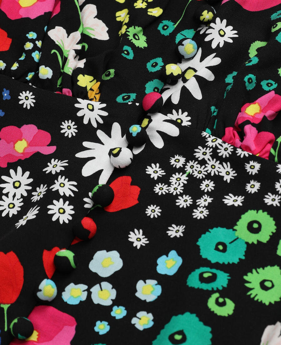 short printed dress with buttoning