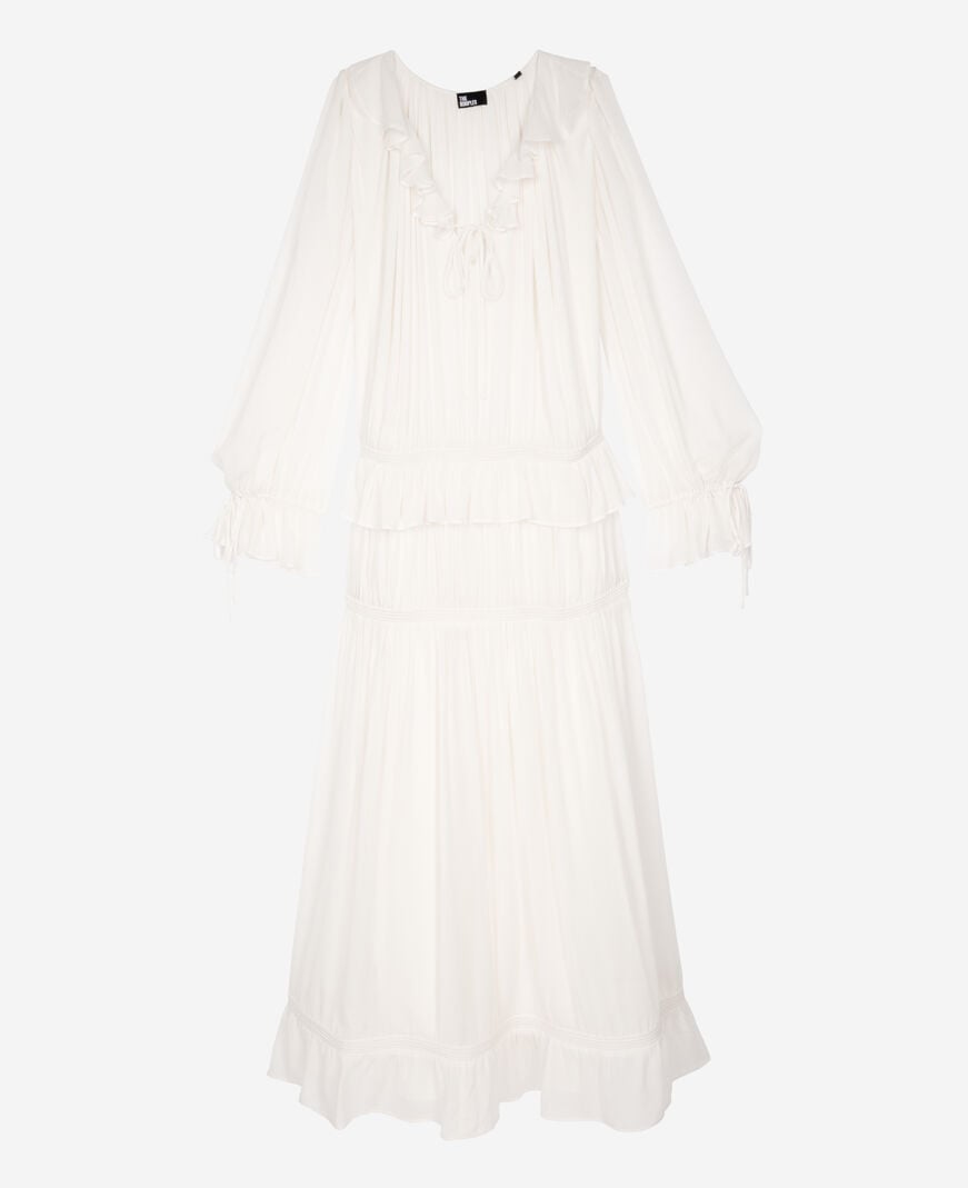 The Kooples FEMME ECRU robe col lavalière écrue