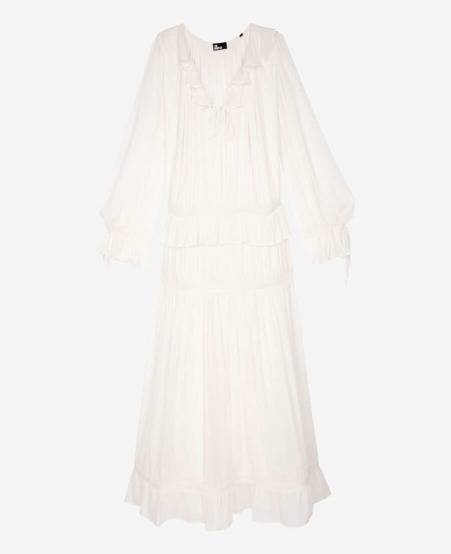 The Kooples DAMEN ECRU kleid mit lavalière-kragen in ecru