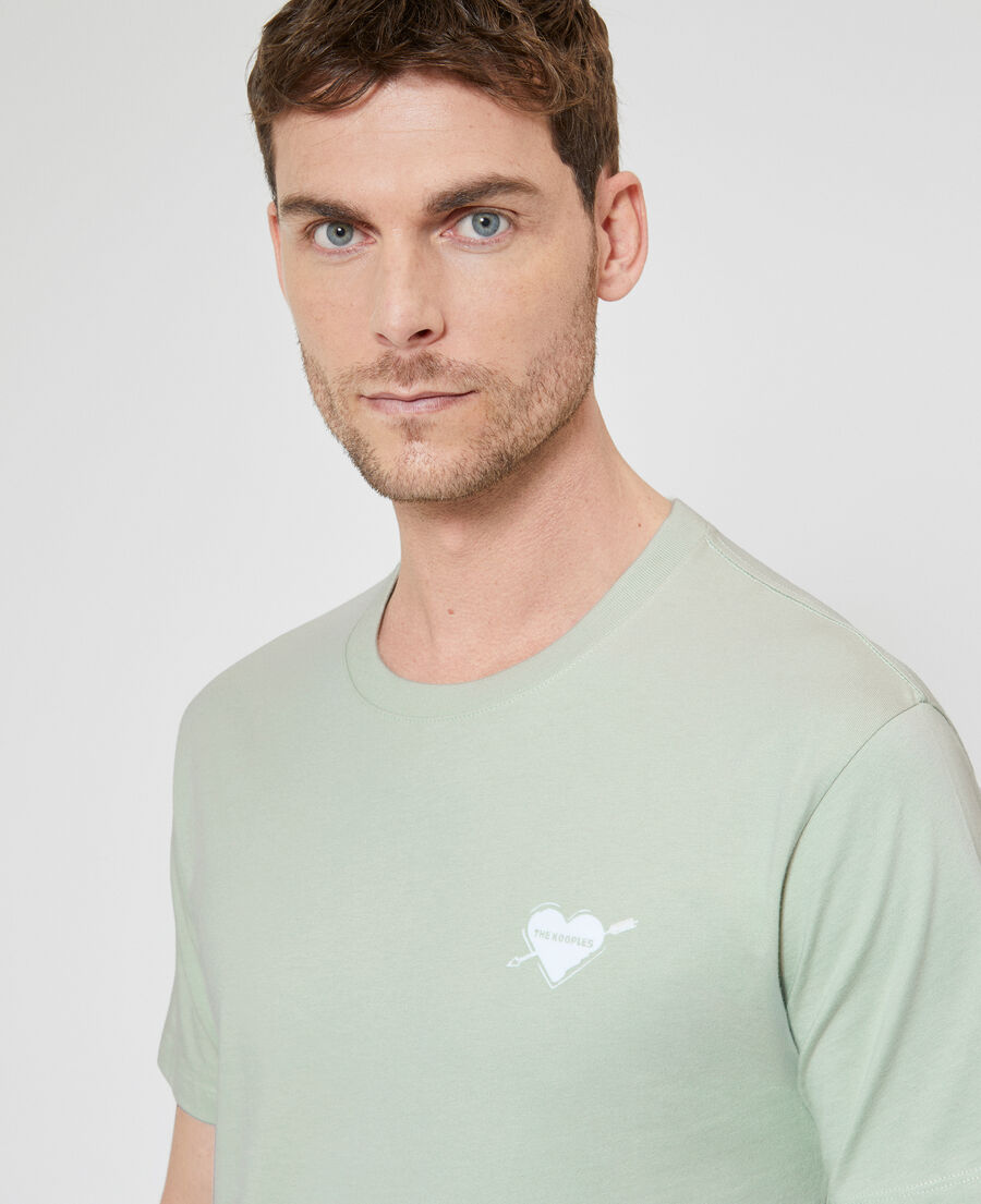 The Kooples MEN ALMOND GREEN t-shirt with green heart flocking