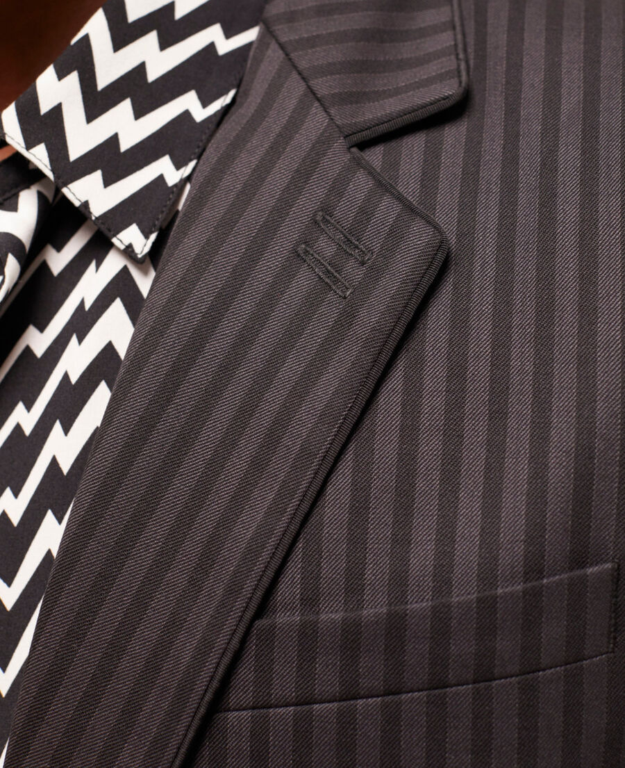 The Kooples HOMME BLACK GREY veste de costume en laine à rayures