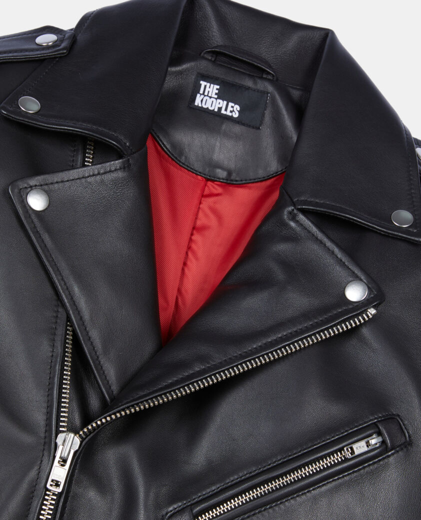 The Kooples HOMME BLACK blouson biker en cuir noir