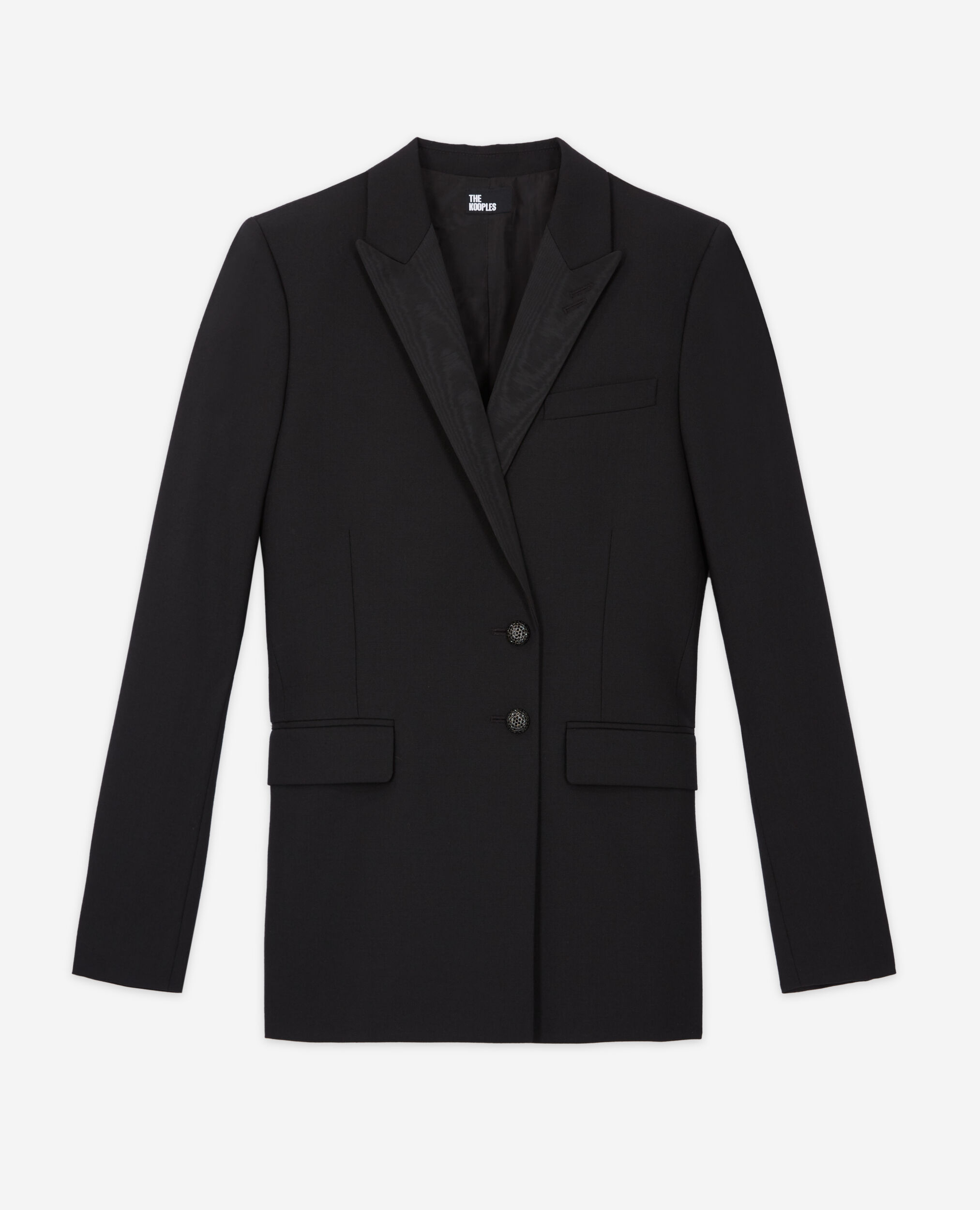 Black wool suit jacket, BLACK, hi-res image number null